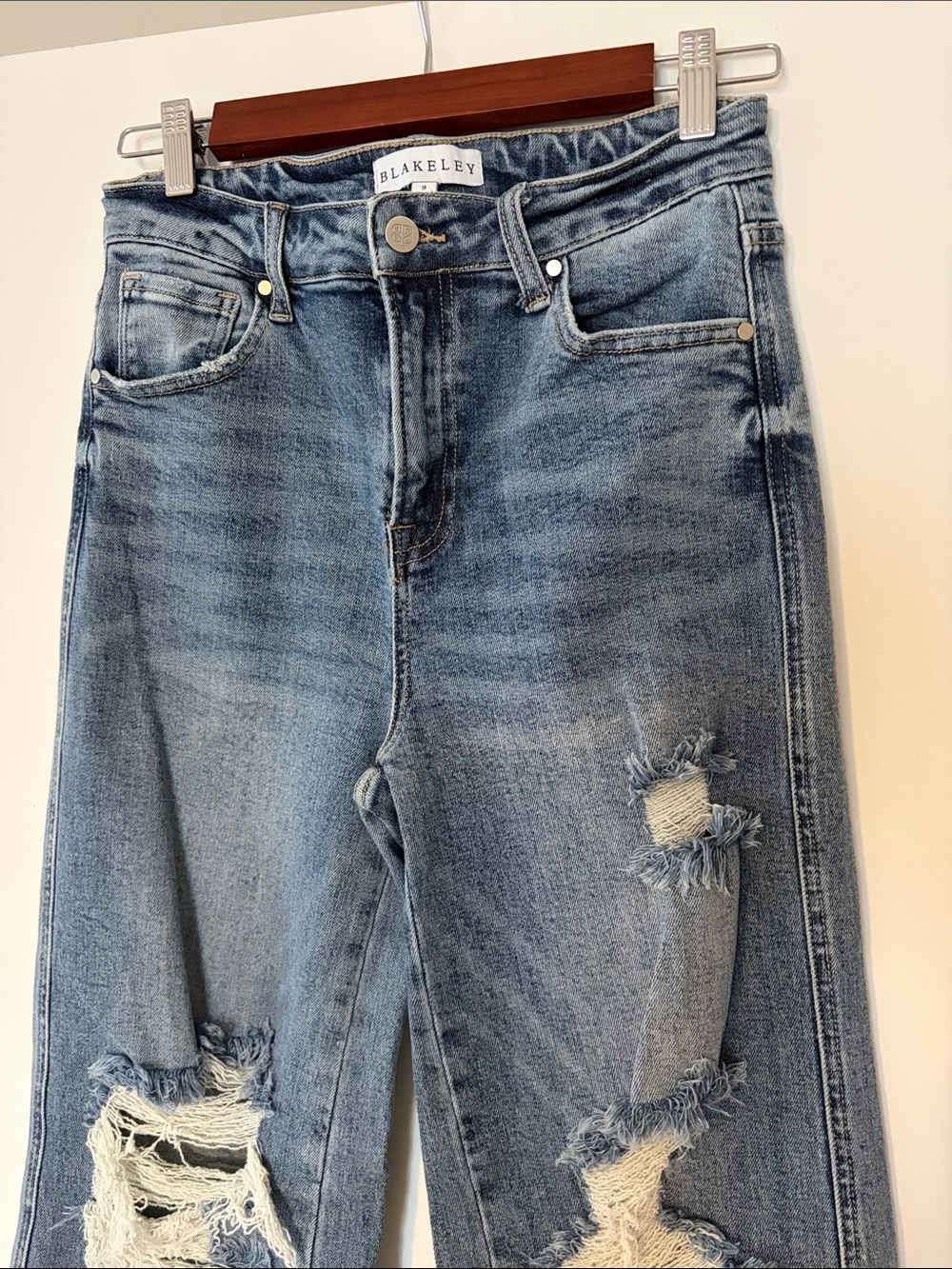 Blakeley Denim Distressed Wide-Leg Jeans - Picture 2 of 3